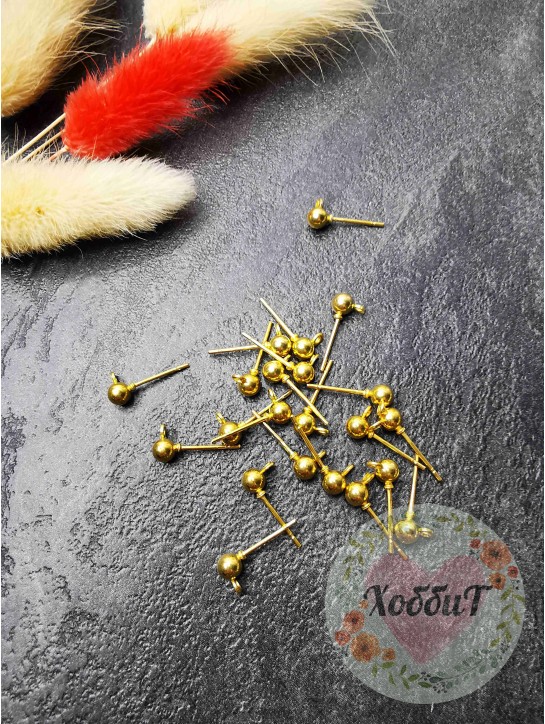 Основы для пусет с петелькой 15мм, 1 пара (золото)